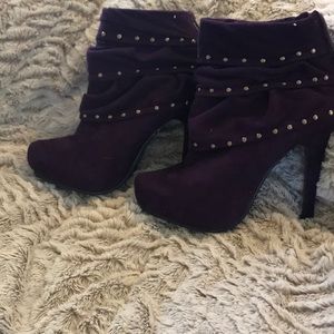 Purple suede like booties